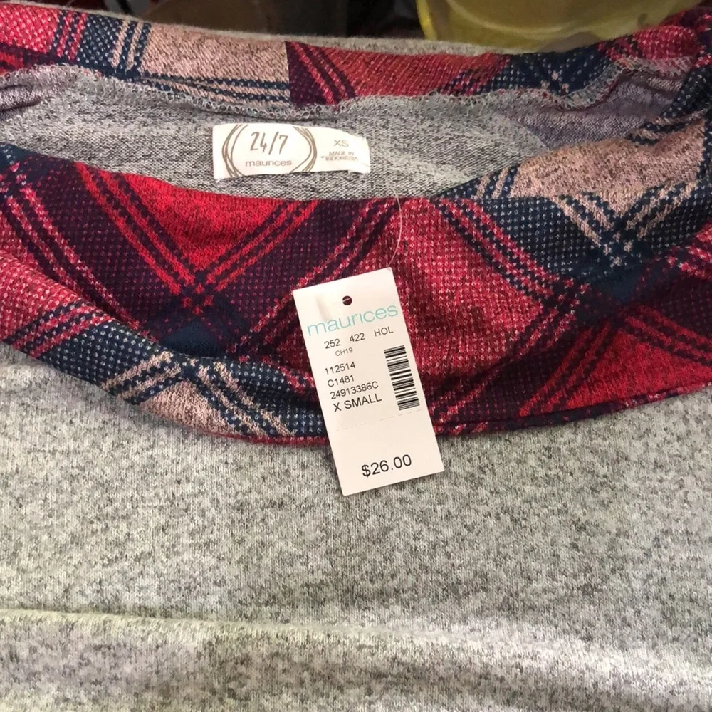 Maurices Red and Gray‎ Cowl Neck Sweater